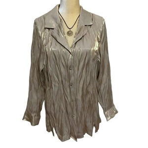 Avenue Metallic Button Down Blouse Women 18/20 (1X)